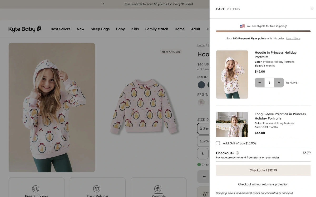 Kyte Baby Shopify agency homepage, on desktop