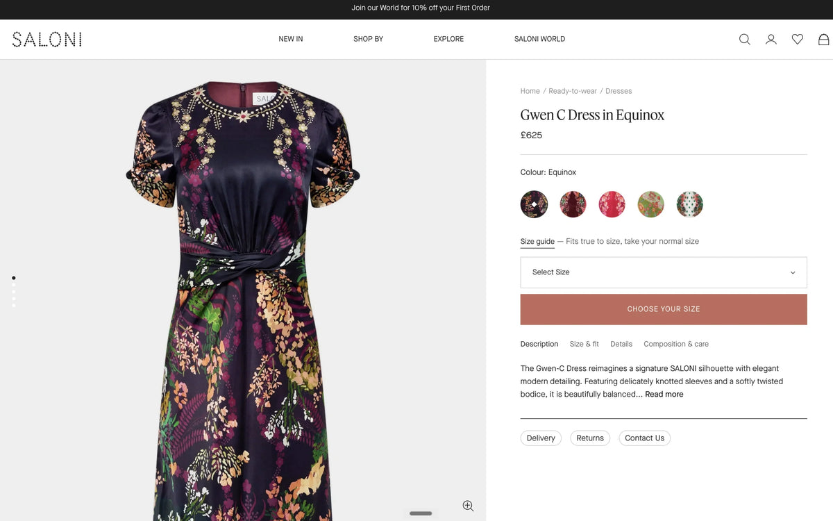 Saloni Shopify agency homepage, on desktop