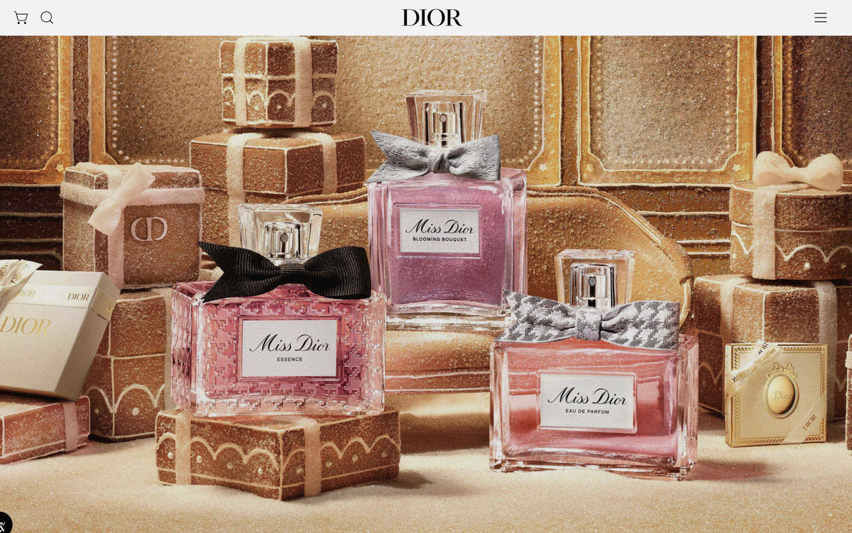Dior Israel Shopify store homepage with Miss Dior perfumes, on desktop